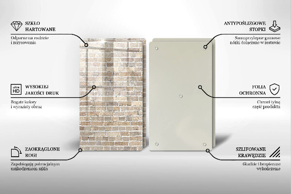 Sklo za varnou desku Světlá cihlová zeď