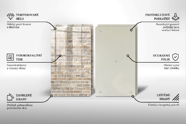 Sklo za varnou desku Světlá cihlová zeď