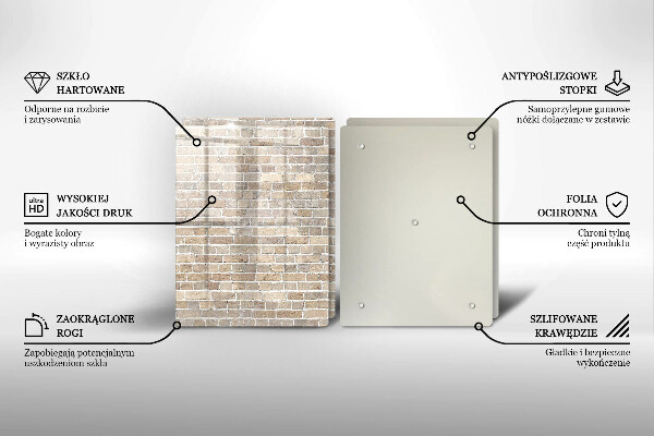 Sklo za varnou desku Světlá cihlová zeď