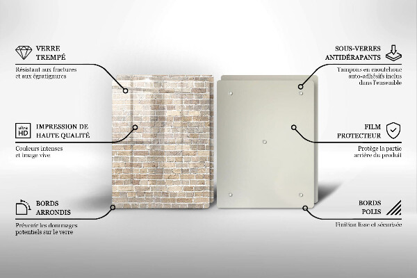 Sklo za varnou desku Světlá cihlová zeď