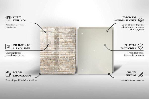 Sklo za varnou desku Světlá cihlová zeď