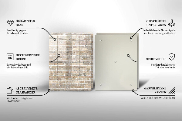 Sklo za varnou desku Světlá cihlová zeď