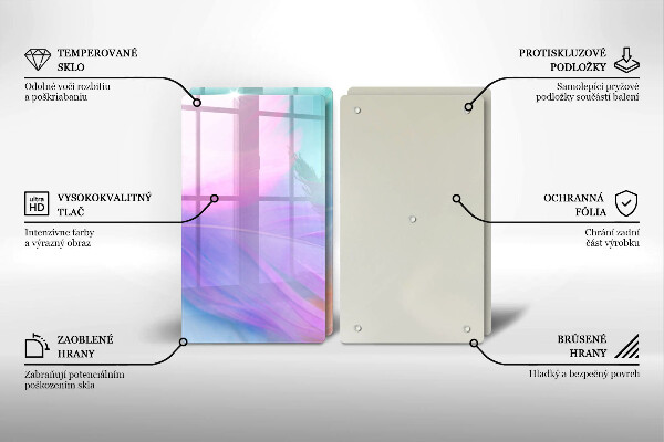 Sklo za varnou desku Pastelové peří