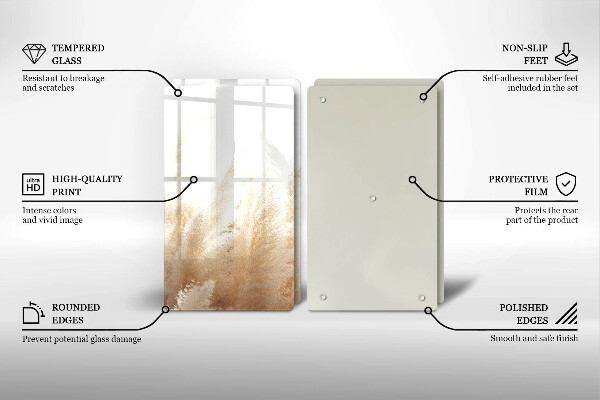 Skleněná deska za sporák Pampová tráva