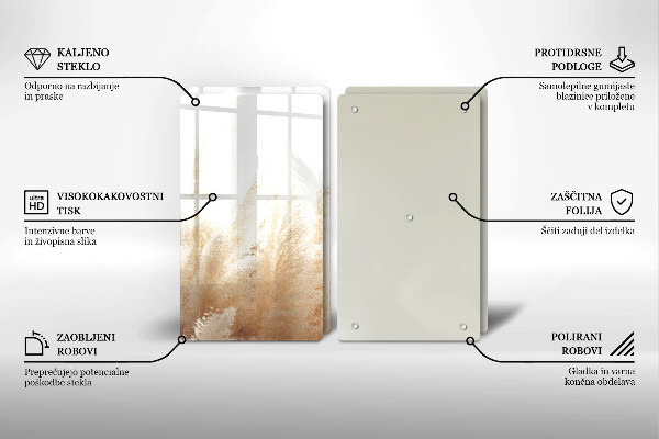 Skleněná deska za sporák Pampová tráva