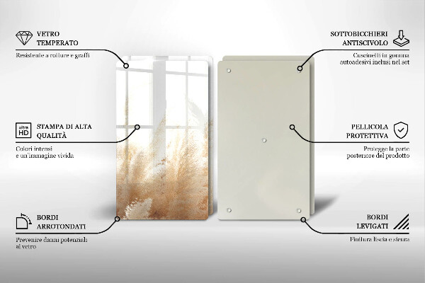 Skleněná deska za sporák Pampová tráva