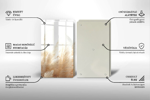 Skleněná deska za sporák Pampová tráva