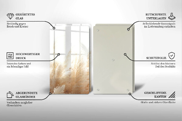 Skleněná deska za sporák Pampová tráva