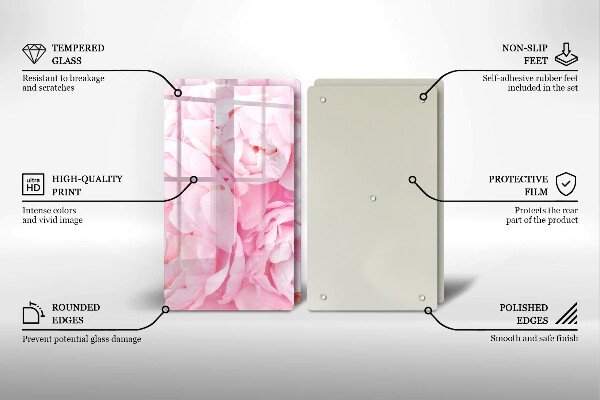 Skleněná deska za sporák Jemné pivoňky