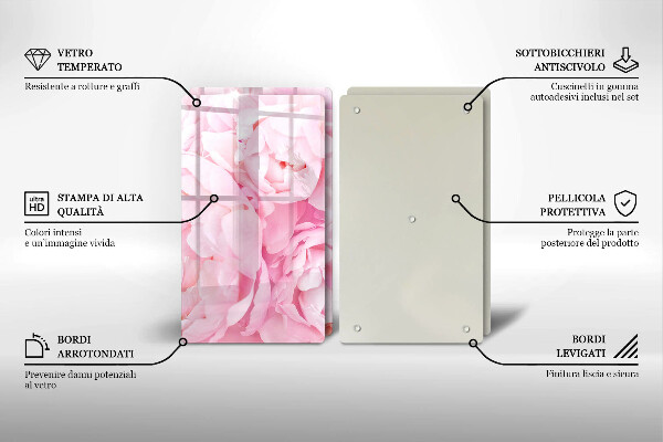 Skleněná deska za sporák Jemné pivoňky