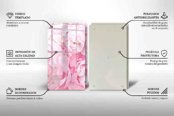 Skleněná deska za sporák Jemné pivoňky