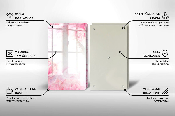 Skleněná deska za sporák Jemné pozadí růže