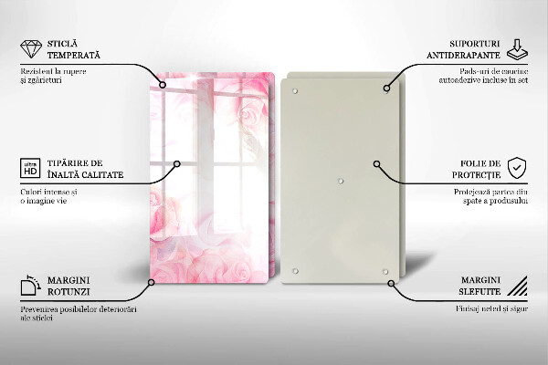 Skleněná deska za sporák Jemné pozadí růže