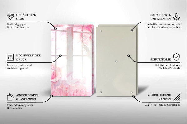 Skleněná deska za sporák Jemné pozadí růže