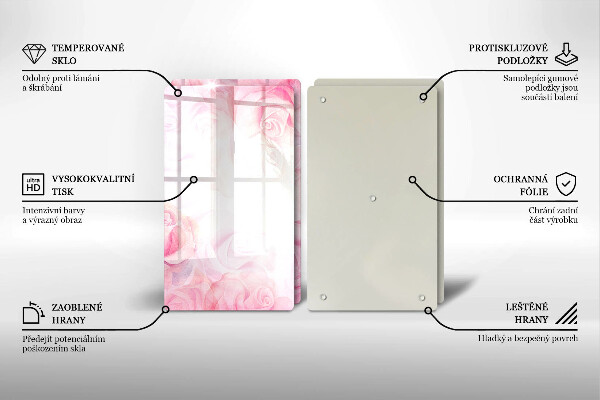 Skleněná deska za sporák Jemné pozadí růže