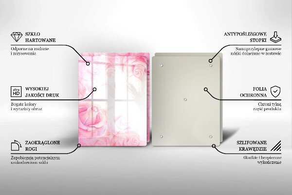 Skleněná deska za sporák Jemné pozadí růže