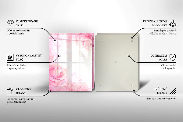 Skleněná deska za sporák Jemné pozadí růže