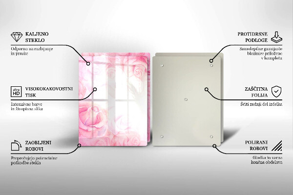 Skleněná deska za sporák Jemné pozadí růže