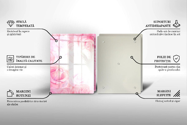 Skleněná deska za sporák Jemné pozadí růže