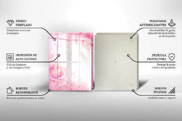 Skleněná deska za sporák Jemné pozadí růže