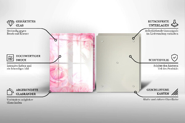 Skleněná deska za sporák Jemné pozadí růže