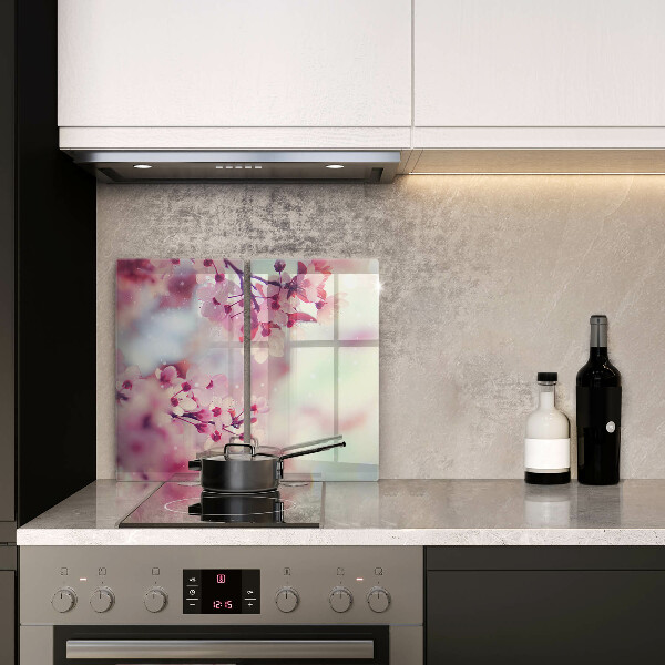 Skleněná deska za sporák Příroda jabloňové květy