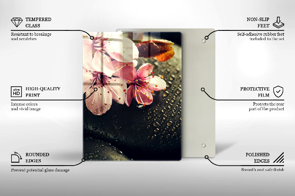 Kryt na varnou desku Květiny zenové kameny