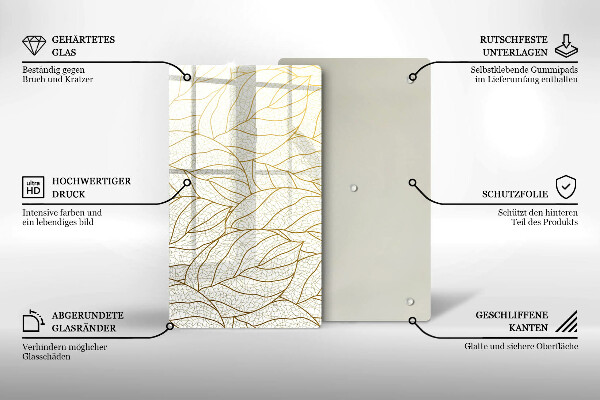 Sklo za sporák Line-art listy vzor