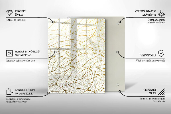 Sklo za sporák Line-art listy vzor