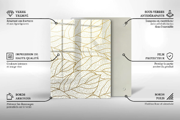 Sklo za sporák Line-art listy vzor