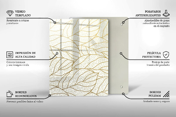 Sklo za sporák Line-art listy vzor