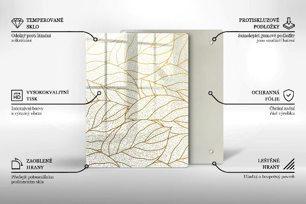 Sklo za sporák Line-art listy vzor