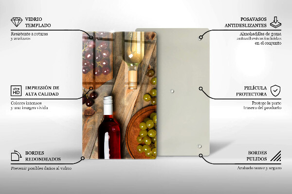 Kryt na varnou desku Láhve vína a hrozny