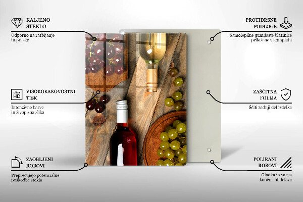 Kryt na varnou desku Láhve vína a hrozny