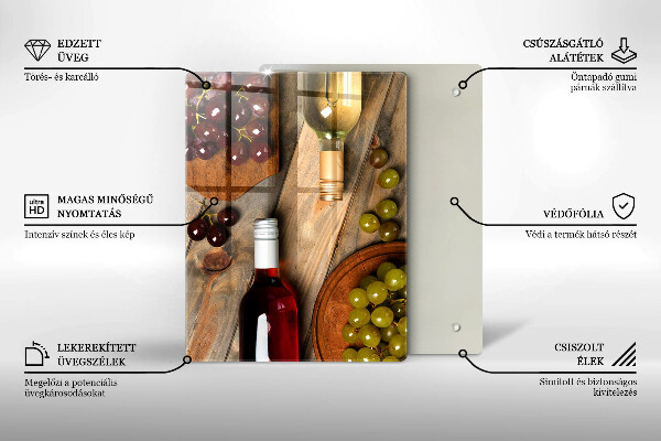 Kryt na varnou desku Láhve vína a hrozny