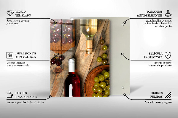 Kryt na varnou desku Láhve vína a hrozny