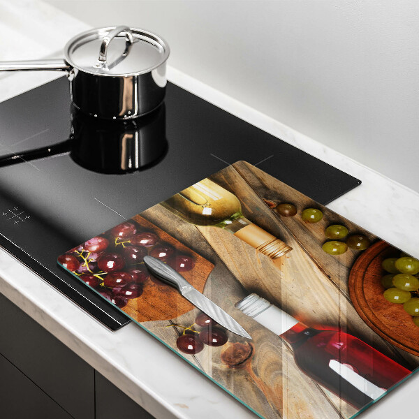 Kryt na varnou desku Láhve vína a hrozny