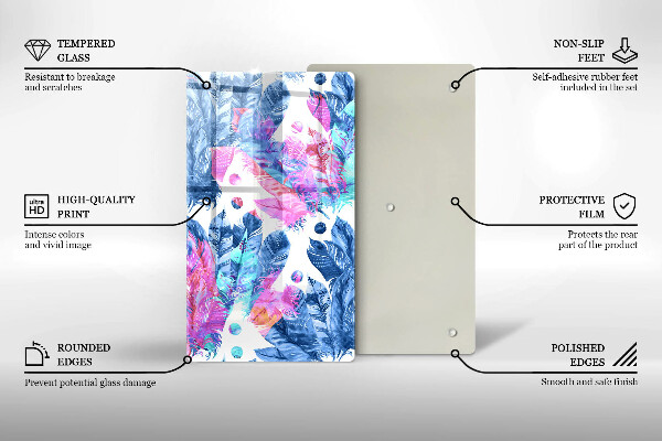 Kryt na varnou desku Peří boho ilustrace