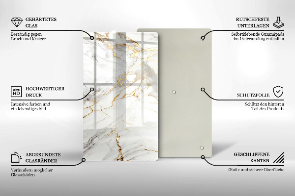 Kryt na varnou desku Světlý mramor se zlatem