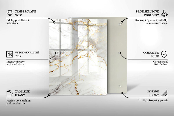 Kryt na varnou desku Světlý mramor se zlatem