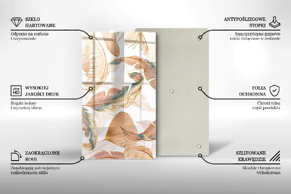 Kryt na varnou desku Boho peří a listy