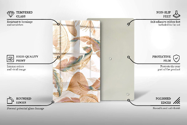 Kryt na varnou desku Boho peří a listy