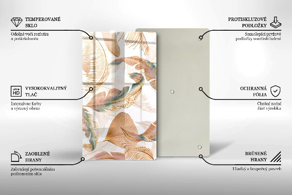 Kryt na varnou desku Boho peří a listy