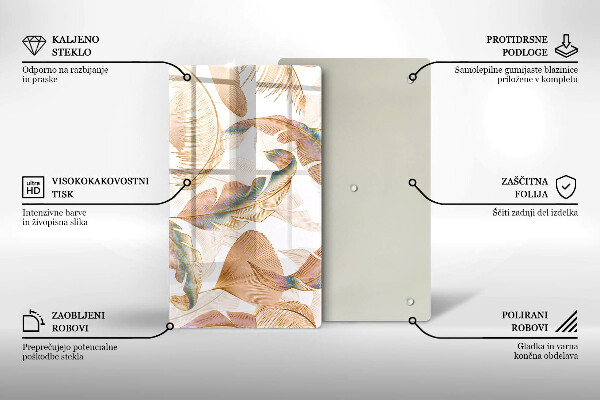 Kryt na varnou desku Boho peří a listy