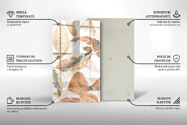 Kryt na varnou desku Boho peří a listy