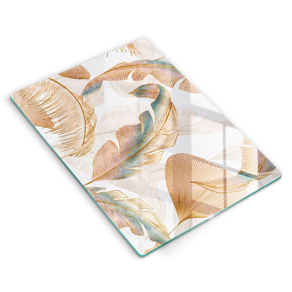 Kryt na varnou desku Boho peří a listy