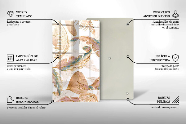 Kryt na varnou desku Boho peří a listy