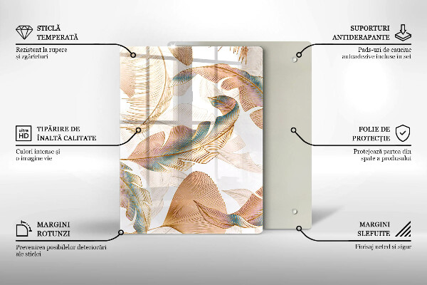 Kryt na varnou desku Boho peří a listy