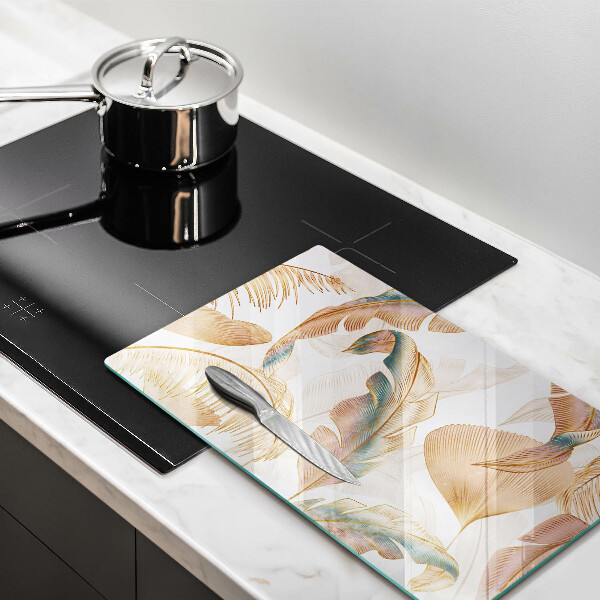 Kryt na varnou desku Boho peří a listy