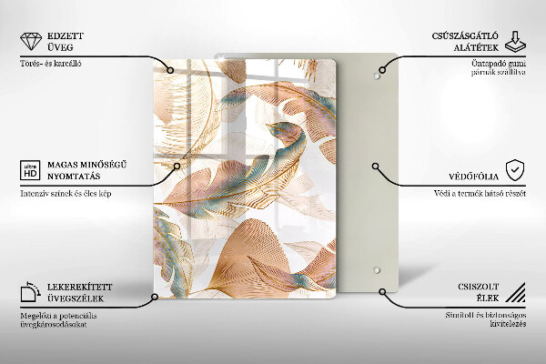 Kryt na varnou desku Boho peří a listy